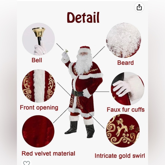 🔴🔴🔴***SOLD ***Men's Adult Santa Suit Costume Set Christmas Holiday🔴🔴🔴 - Picture 4 of 9